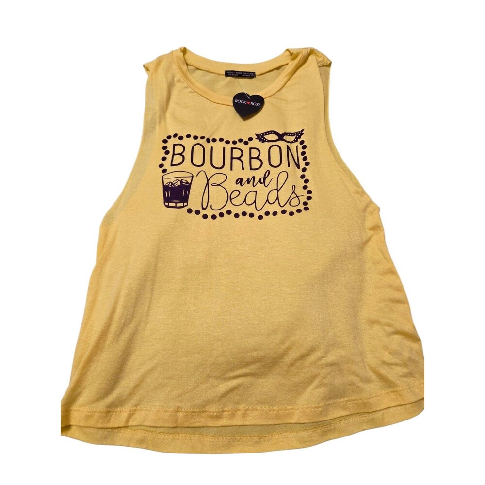 Bourbon and Beads Mardi Gras Top Women's S Yellow Sleeveless Carnival NWT H16.3